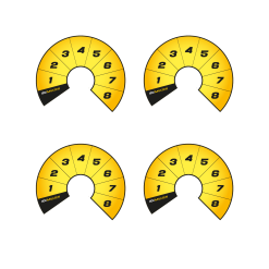 Rotary switch 8pos gauge faces yellow Y02